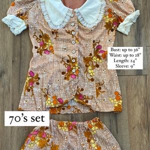 Vintage 70’s floral skirt & blouse set